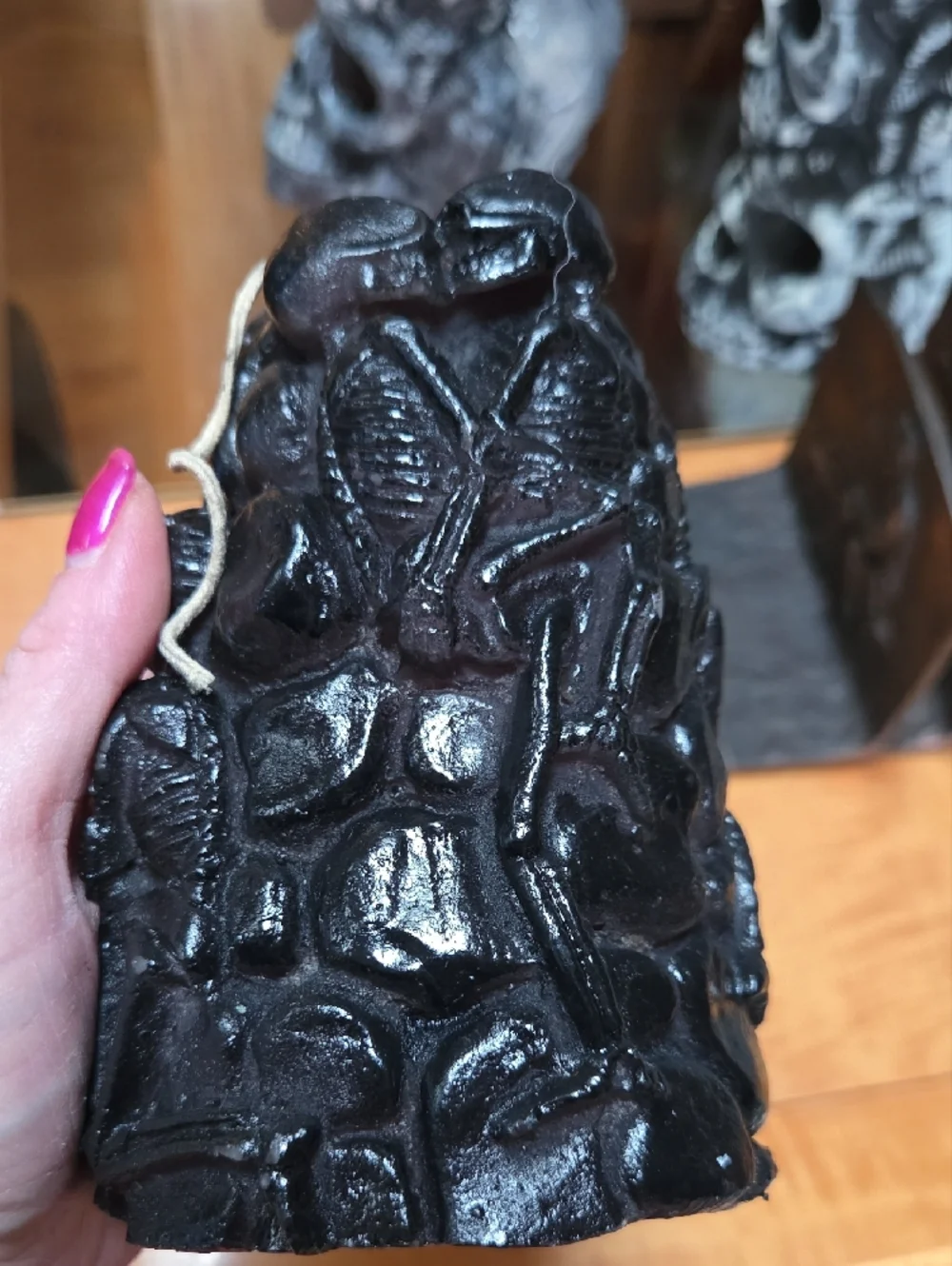 Black Sculpted Naughty Skeletons  Candle Trio